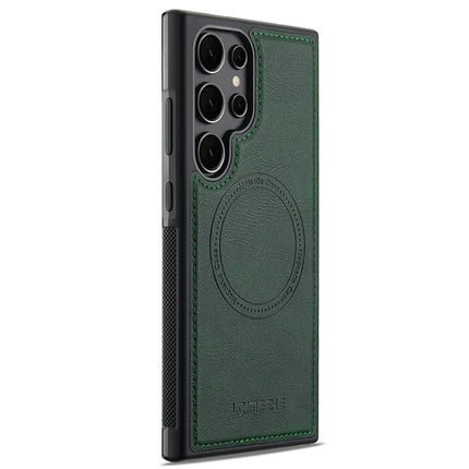 LC.IMEEKE For Samsung Galaxy S22 Ultra 5G Magnetic Case Compatible with MagSafe Leather+TPU Back Cover