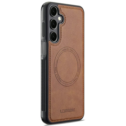 LC.IMEEKE For Samsung Galaxy S23 FE Magnetic Case Compatible with MagSafe Leather+TPU Back Cover