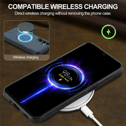 LC.IMEEKE For Samsung Galaxy S23 FE Magnetic Case Compatible with MagSafe Leather+TPU Back Cover