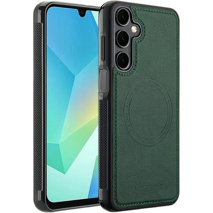 LC.IMEEKE For Samsung Galaxy S23 FE Magnetic Case Compatible with MagSafe Leather+TPU Back Cover - Green