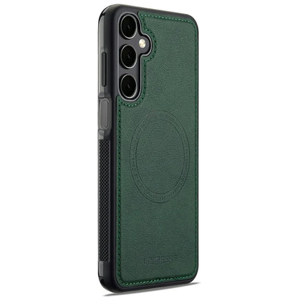 LC.IMEEKE For Samsung Galaxy S23 FE Magnetic Case Compatible with MagSafe Leather+TPU Back Cover