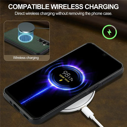 LC.IMEEKE For Samsung Galaxy S23 FE Magnetic Case Compatible with MagSafe Leather+TPU Back Cover