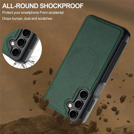 LC.IMEEKE For Samsung Galaxy S23 FE Magnetic Case Compatible with MagSafe Leather+TPU Back Cover