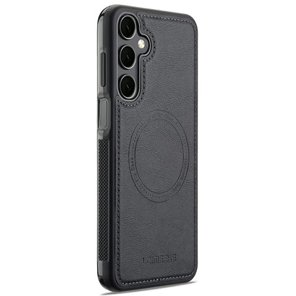 LC.IMEEKE For Samsung Galaxy S23 FE Magnetic Case Compatible with MagSafe Leather+TPU Back Cover
