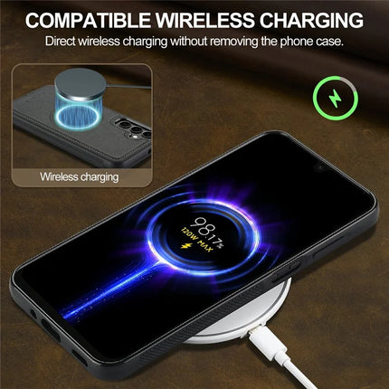 LC.IMEEKE For Samsung Galaxy S23 FE Magnetic Case Compatible with MagSafe Leather+TPU Back Cover