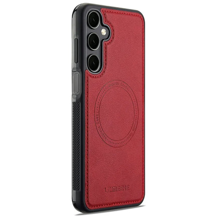 LC.IMEEKE For Samsung Galaxy A55 5G Magnetic Case Compatible with MagSafe Leather+TPU Back Cover