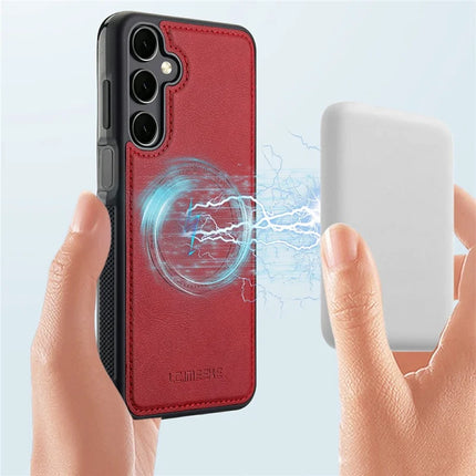LC.IMEEKE For Samsung Galaxy A55 5G Magnetic Case Compatible with MagSafe Leather+TPU Back Cover