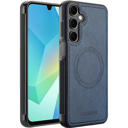 LC.IMEEKE For Samsung Galaxy A55 5G Magnetic Case Compatible with MagSafe Leather+TPU Back Cover - Blue