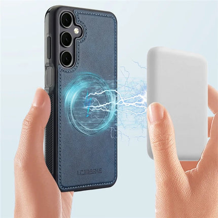 LC.IMEEKE For Samsung Galaxy A55 5G Magnetic Case Compatible with MagSafe Leather+TPU Back Cover
