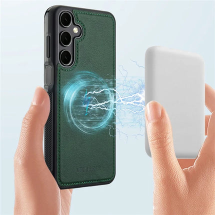 LC.IMEEKE For Samsung Galaxy A15 4G / 5G Magnetic Case Compatible with MagSafe Leather+TPU Back Cover