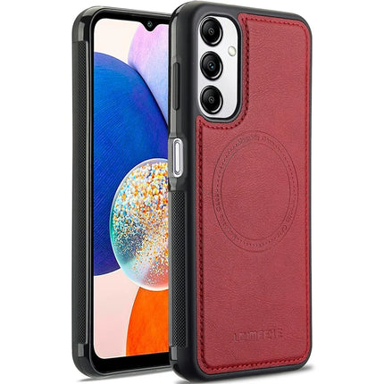 LC.IMEEKE For Samsung Galaxy A34 5G Magnetic Case Compatible with MagSafe Leather+TPU Back Cover - Red
