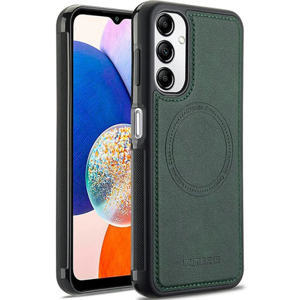 LC.IMEEKE For Samsung Galaxy A34 5G Magnetic Case Compatible with MagSafe Leather+TPU Back Cover - Green