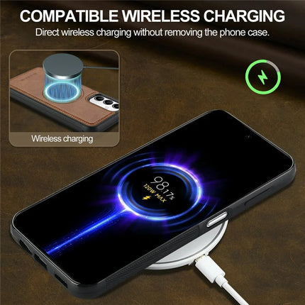 LC.IMEEKE For Samsung Galaxy A34 5G Magnetic Case Compatible with MagSafe Leather+TPU Back Cover