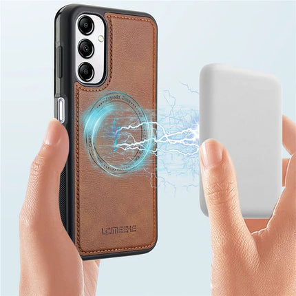 LC.IMEEKE For Samsung Galaxy A34 5G Magnetic Case Compatible with MagSafe Leather+TPU Back Cover