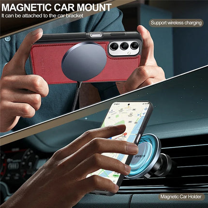 LC.IMEEKE For Samsung Galaxy A54 5G Magnetic Case Compatible with MagSafe Leather+TPU Back Cover