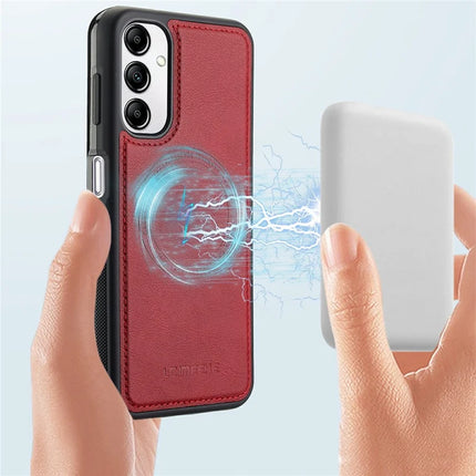 LC.IMEEKE For Samsung Galaxy A54 5G Magnetic Case Compatible with MagSafe Leather+TPU Back Cover