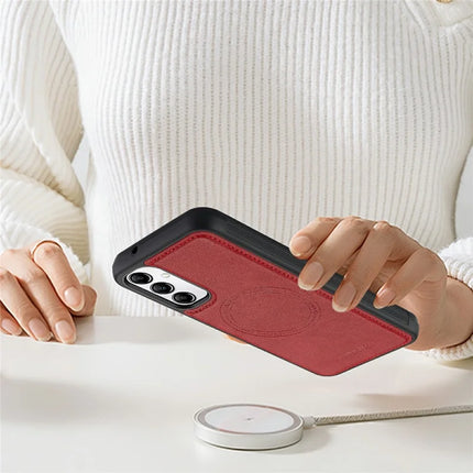 LC.IMEEKE For Samsung Galaxy A54 5G Magnetic Case Compatible with MagSafe Leather+TPU Back Cover