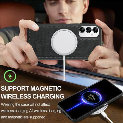 LC.IMEEKE For Samsung Galaxy A54 5G Magnetic Case Compatible with MagSafe Leather+TPU Back Cover