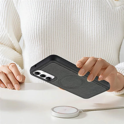 LC.IMEEKE For Samsung Galaxy A54 5G Magnetic Case Compatible with MagSafe Leather+TPU Back Cover