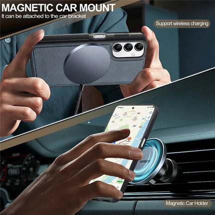 LC.IMEEKE For Samsung Galaxy A54 5G Magnetic Case Compatible with MagSafe Leather+TPU Back Cover