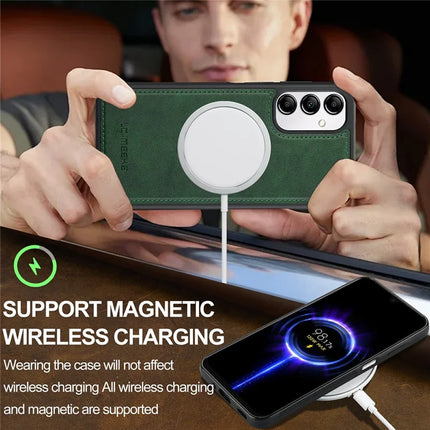 LC.IMEEKE For Samsung Galaxy A54 5G Magnetic Case Compatible with MagSafe Leather+TPU Back Cover