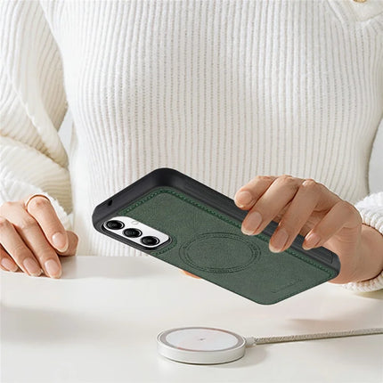 LC.IMEEKE For Samsung Galaxy A54 5G Magnetic Case Compatible with MagSafe Leather+TPU Back Cover