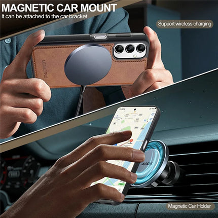 LC.IMEEKE For Samsung Galaxy A54 5G Magnetic Case Compatible with MagSafe Leather+TPU Back Cover