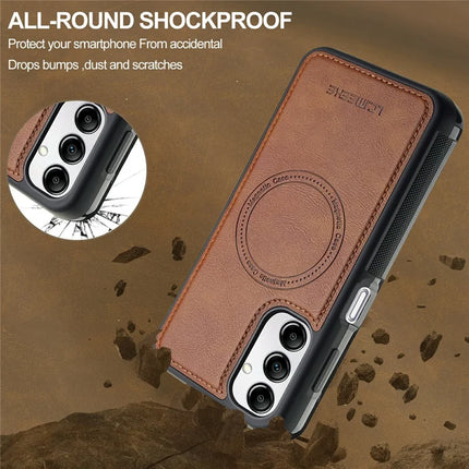 LC.IMEEKE For Samsung Galaxy A54 5G Magnetic Case Compatible with MagSafe Leather+TPU Back Cover