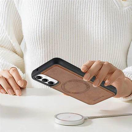 LC.IMEEKE For Samsung Galaxy A54 5G Magnetic Case Compatible with MagSafe Leather+TPU Back Cover