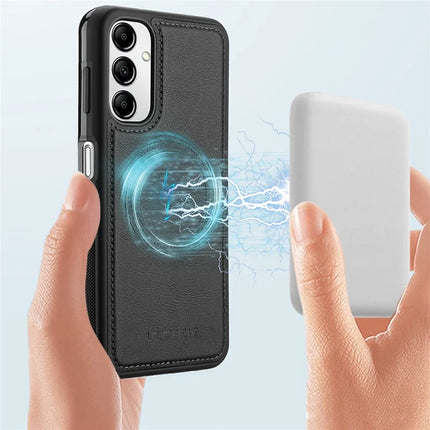 LC.IMEEKE For Samsung Galaxy A14 4G / 5G Magnetic Case Compatible with MagSafe Leather+TPU Back Cover