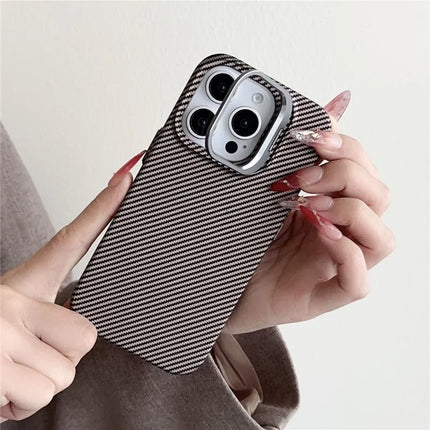 For iPhone 16 Pro Max Magnetic Case 600D Fine Carbon Fiber Texture Kickstand Phone Back Cover