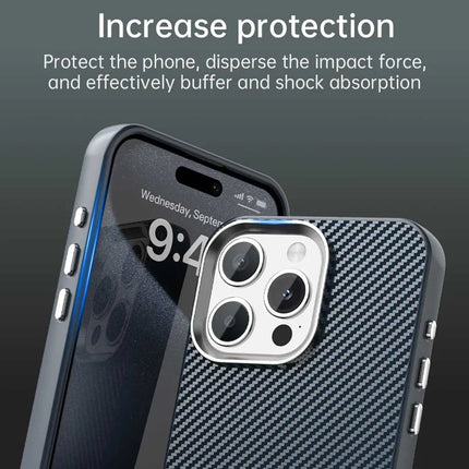 For iPhone 15 Pro Max Case Cell Phone Hybrid Back Cover Carbon Fiber Texture