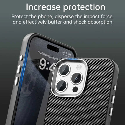 For iPhone 15 Pro Max Case Cell Phone Hybrid Back Cover Carbon Fiber Texture