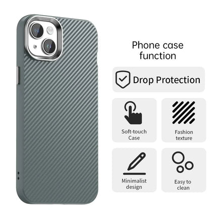 For iPhone 14 / 13 Case Cell Phone Hybrid Back Cover Carbon Fiber Texture