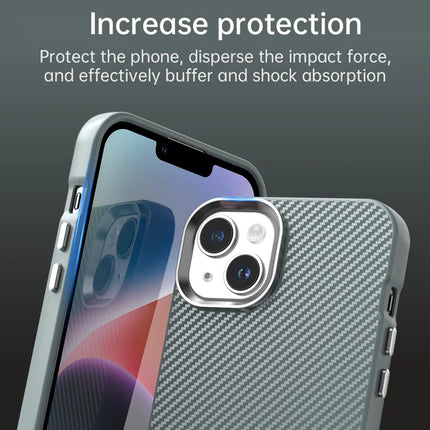 For iPhone 14 / 13 Case Cell Phone Hybrid Back Cover Carbon Fiber Texture