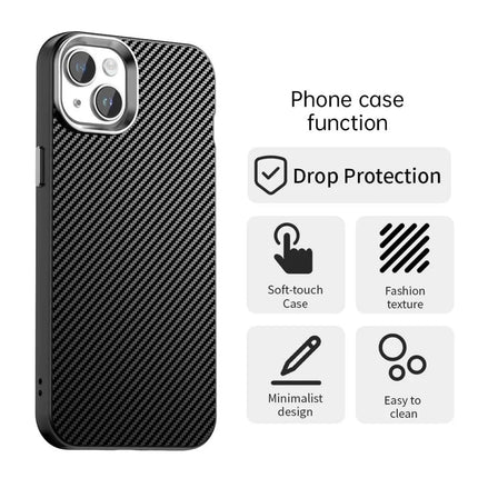 For iPhone 14 / 13 Case Cell Phone Hybrid Back Cover Carbon Fiber Texture
