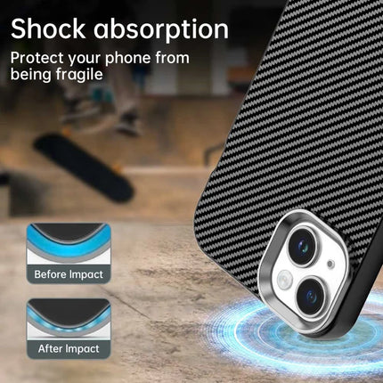 For iPhone 14 / 13 Case Cell Phone Hybrid Back Cover Carbon Fiber Texture