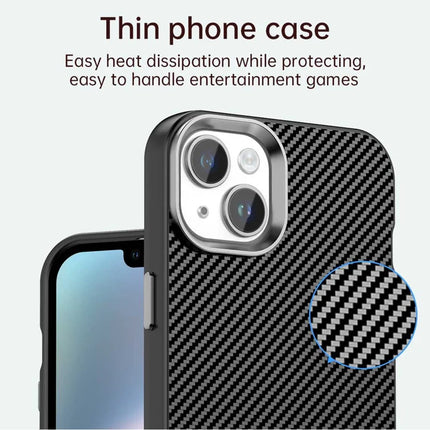 For iPhone 14 / 13 Case Cell Phone Hybrid Back Cover Carbon Fiber Texture
