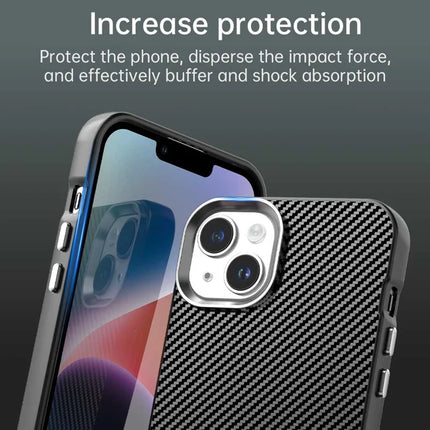 For iPhone 14 / 13 Case Cell Phone Hybrid Back Cover Carbon Fiber Texture