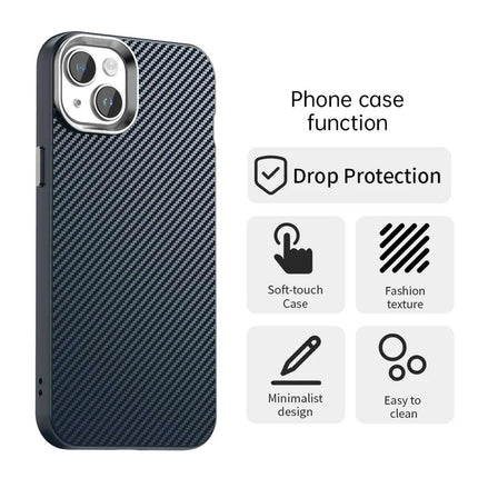 For iPhone 14 / 13 Case Cell Phone Hybrid Back Cover Carbon Fiber Texture