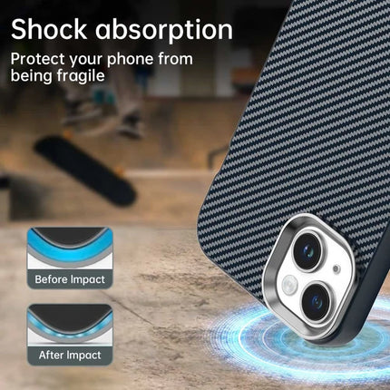 For iPhone 14 / 13 Case Cell Phone Hybrid Back Cover Carbon Fiber Texture