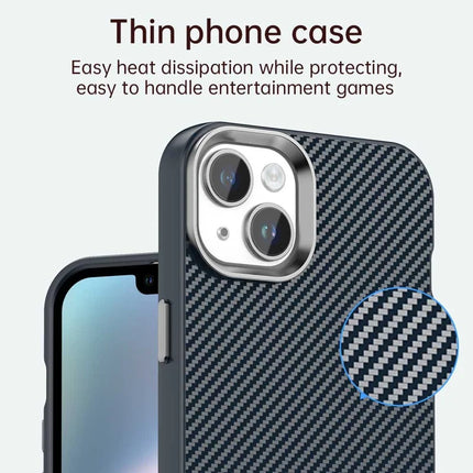For iPhone 14 / 13 Case Cell Phone Hybrid Back Cover Carbon Fiber Texture