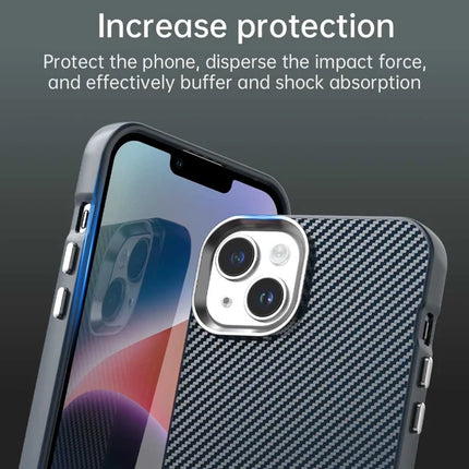 For iPhone 14 / 13 Case Cell Phone Hybrid Back Cover Carbon Fiber Texture