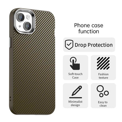 For iPhone 14 / 13 Case Cell Phone Hybrid Back Cover Carbon Fiber Texture