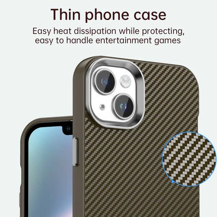 For iPhone 14 / 13 Case Cell Phone Hybrid Back Cover Carbon Fiber Texture