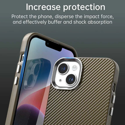 For iPhone 14 / 13 Case Cell Phone Hybrid Back Cover Carbon Fiber Texture