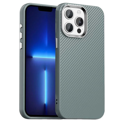 For iPhone 13 Pro Max Case Cell Phone Hybrid Back Cover Carbon Fiber Texture - Grey