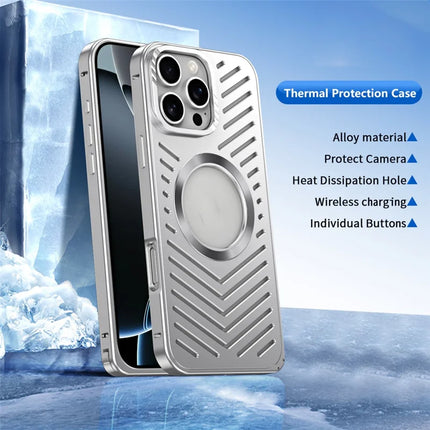 For iPhone 16 Pro Max Case Heat Dissipation Hollow Aluminium Alloy Phone Cover