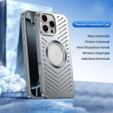 For iPhone 16 Pro Max Case Heat Dissipation Hollow Aluminium Alloy Phone Cover