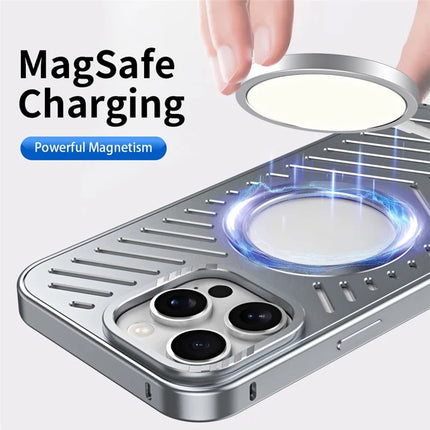 For iPhone 16 Pro Max Case Heat Dissipation Hollow Aluminium Alloy Phone Cover